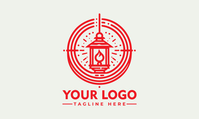 Traditional red Chinese lantern enclosed in circular floral frame with ornamental swirls for festive celebration. Culture concept
