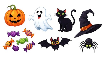 "Halloween Icons Collection – Flat Vector Set for October Decor"

