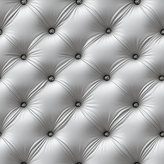 Obraz premium Seamless, pristine white leather capitone upholstery with deep button tufting and polished silver nails, creating a clean and sophisticated texture perfect for luxurious and contemporary backgrounds.