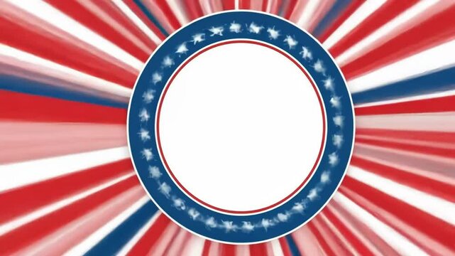 Patriotic american flag background with a white circle in the center, ideal for independence day or memorial day designs