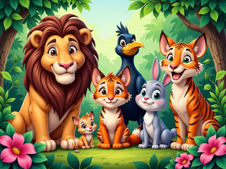 Naklejka premium animals in the jungle