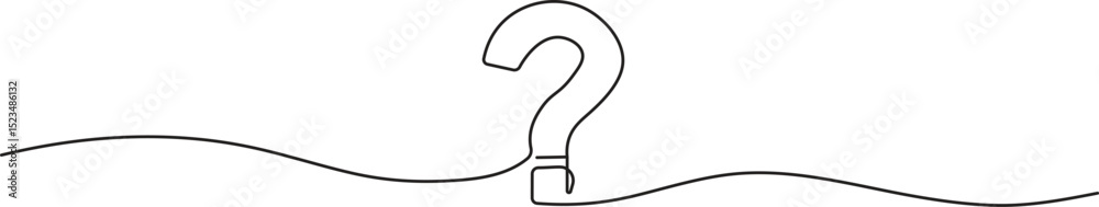 Wall mural question mark in continuous line drawing style. sketch of question mark in minimalist black linear i
