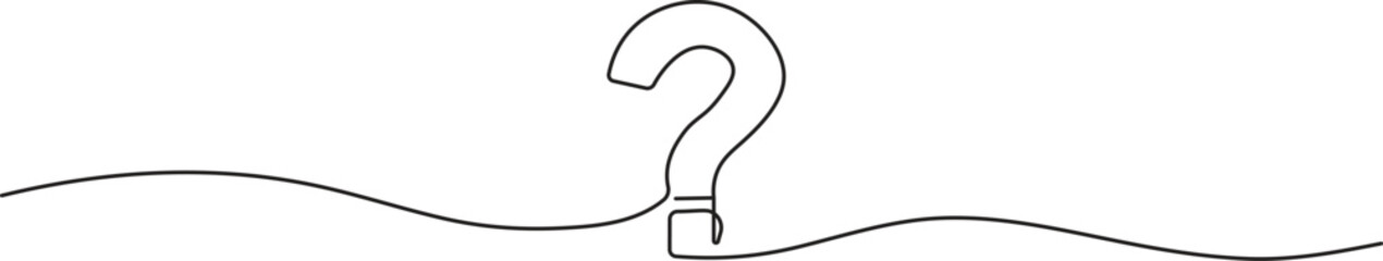 Question mark in continuous line drawing style. Sketch of question mark in minimalist black linear isolated on white background. Vector illustration