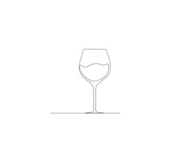 Continuous one line drawing of wine glasses. Champagne toast and cheers in simple linear style.white background Doodle one line vector illustration