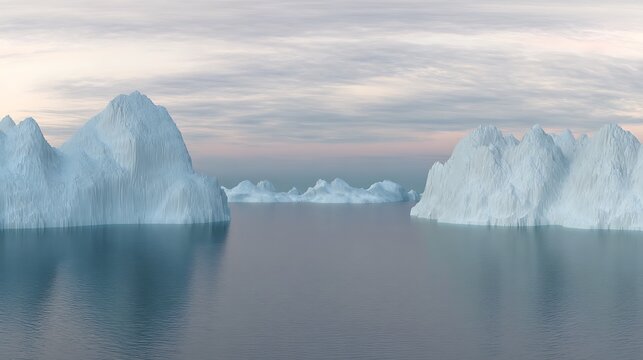 Majestic icebergs floating in arctic waters