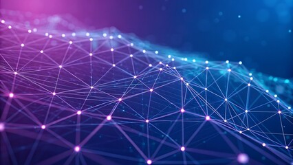 Abstract network connections with glowing nodes and lines in a digital space