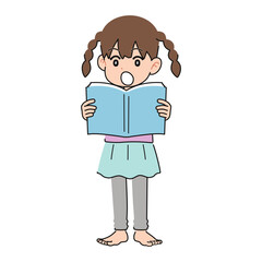 教科書を音読する女の子