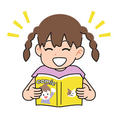 漫画を読む女の子