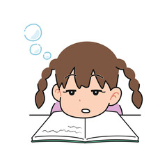 勉強しながら眠くなった女の子