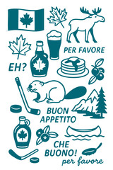 Popular Canadian Menu for Restaurant Cafe on Board  Cuisine Icons Symbols Illustrated