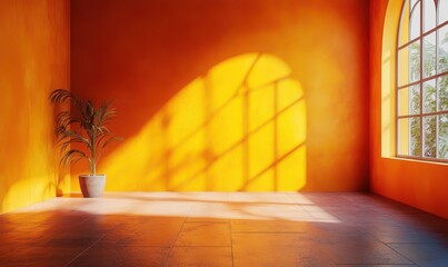 yellow and orange studio room background, bland banner and empty wall