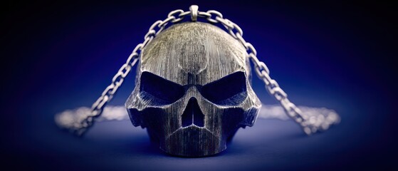 Metal skull pendant on a chain