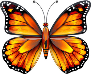 Monarch-inspired gemstone butterfly features layered amber topaz, garnet wings, obsidian edges, tiger’s eye body. 
