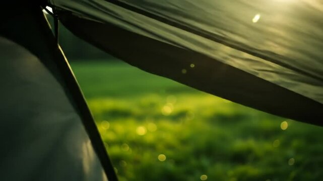 Camping Tent at Sunrise in Nature