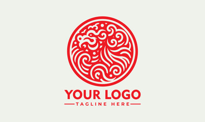 Traditional Chinese guardian lion with curled mane and paws in ornate circular frame symbolizing cultural protection. Culture concept
