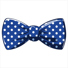 Blue polka dot bow tie, silk glossy finish vector. Ideal for menswear, elegance, and stylish event themes.