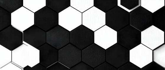 Fototapeta premium Black And White Hexagon Pattern Background