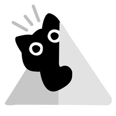 A black cat peeking out from around the corner.