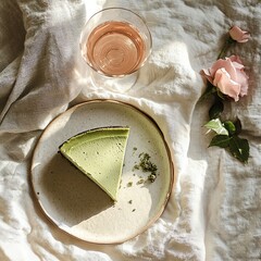 Elegant dessert with rose and drink inspiration.