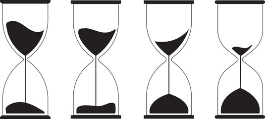 Sand Timer Icon set. Variety Unique Design. Hourglass icons on isolated background. Hourglass sand timer vector illustration.