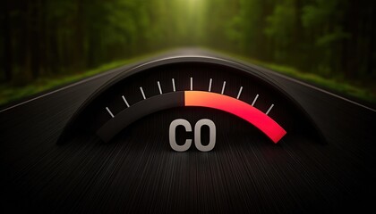CO2 emission gauge on a road