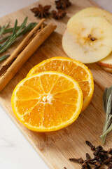orange slices with herbs and spices