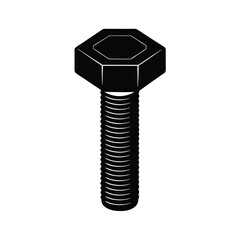 Black and White Hex Bolt Illustration