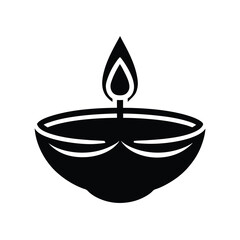 Diwali Lamp Icon in Black and White