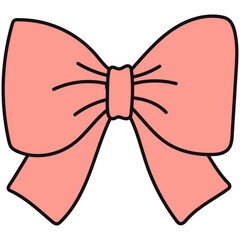 Cute Ribbon Bows. Elegant red and pink ribbons bow for decorate gift for holiday. Set of cute wavy bows vector drawn illustration. Decorative bows of different shapes.