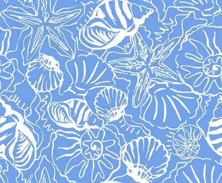 seamless pattern with seashell detailing 
