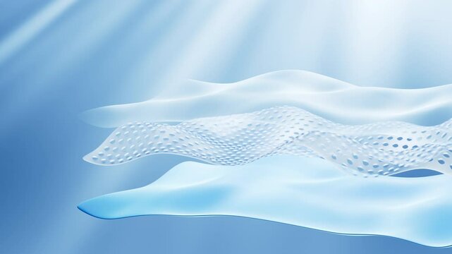 Multiple layers of wave-shaped design for the mattress background, Suite for the presentation of diaper, wet wipes, sanitary pads, mattresses and so on. 3d rendering.