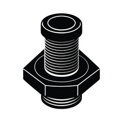 Isometric nut and bolt black illustration