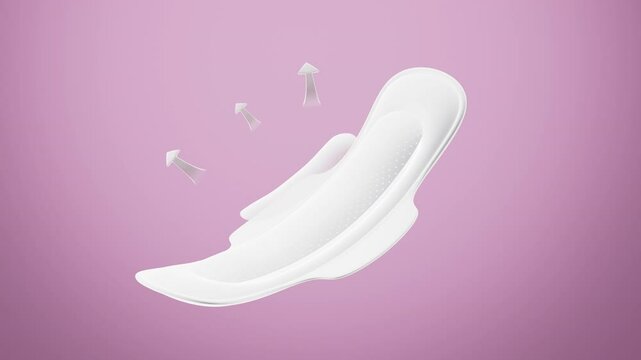 Menstrual pad advertisement, The concept of light and breathable, soft and breathable and so on, 3d rendering.