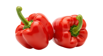 Two red peppers close up