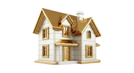 Gold trimmed white house model