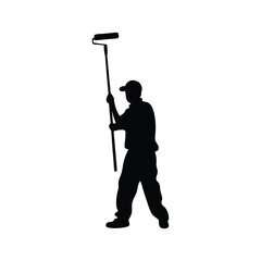 silhouette person painting with roller