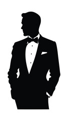 silhouette man in tuxedo side profile