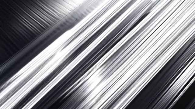 Silver diagonal lines some blurred alternating dark and light shades filling frame with geometric abstraction