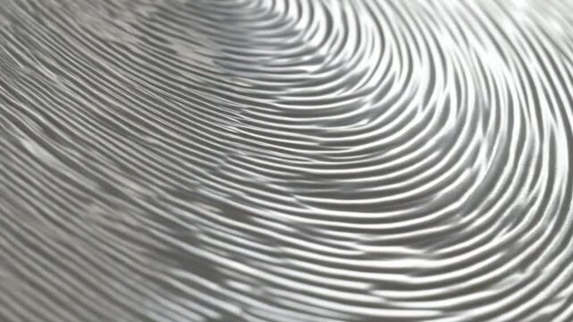 Swirling concentric silver ridges undulate in parallel curves