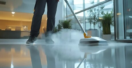 Shiny floor swept in modern building - Powered by Adobe