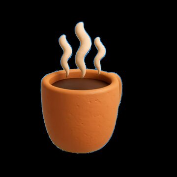 Clay coffee cup illustration animation isolated asset, transparent 4K video, alpha channel, ProRes 4444