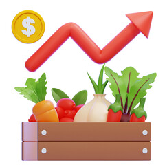 PNG 3D Vegetable Prices Rise Icon Isolated on a White Background