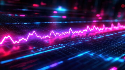 Futuristic stock market graph with vibrant neon colors