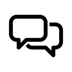 Naklejka premium Ecommerce interface icon. Chat speech bubble icon, simple outline design, representing communication, messaging, or online support, suitable for social media, customer service, or forums.