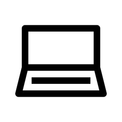 Ecommerce interface icon. Laptop computer icon, simple outline design, representing technology, remote work, or digital devices, suitable for IT, education, or online services.