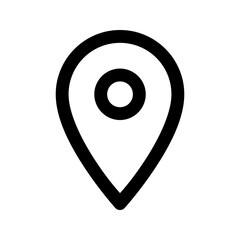 Ecommerce interface icon. Map pin location icon, simple outline design, representing geographical location, addresses, or navigation, suitable for maps, delivery, or travel apps.