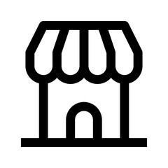Ecommerce interface icon. Storefront building icon, simple outline design, representing retail, shops, or physical business locations, suitable for e-commerce, local businesses, or directories.
