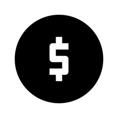 Ecommerce interface icon. Balance account icon, simple glyph design, representing financial balance or saldo with a dollar sign in a circle, suitable for banking, finance, or transaction history.