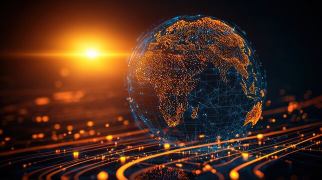 Global network sphere, digital earth