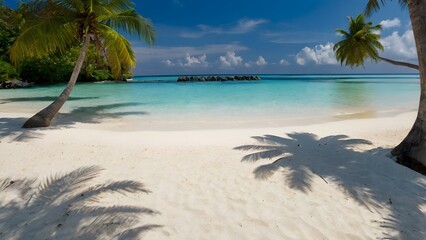 Luxury Maldives Holiday Destination, Exotic White Sand Beach with Palm Trees, Tropical Island Paradise Scenery